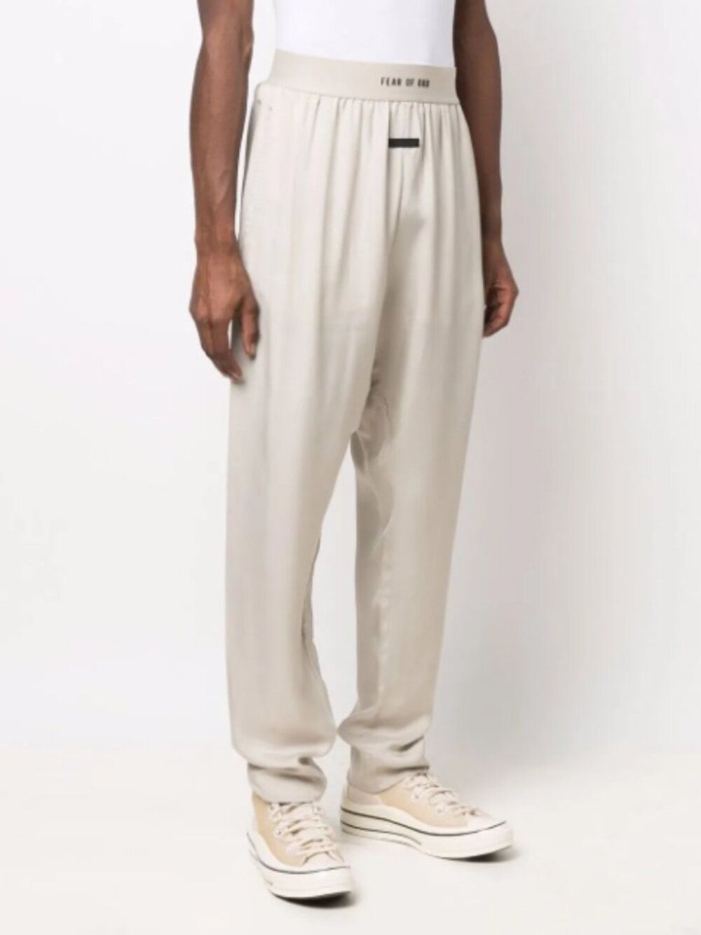 Fear Of God Men's Woven Lounge Pant Slip-On Drop-Crotch in Cement Beige Size M